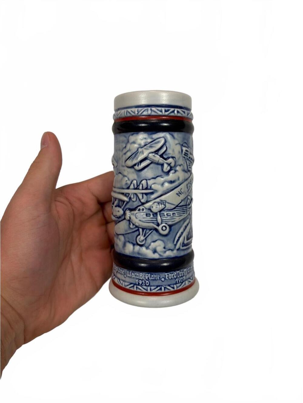 Vintage Avon 1982 Flying Classics Mini Beer Stein Airplanes Ceramarte Brazil